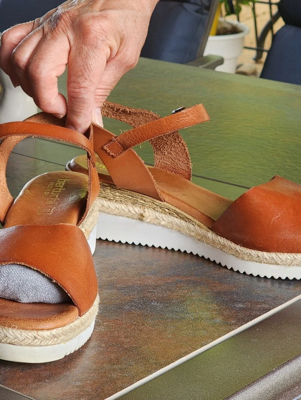 Women’s Tan Leather Espadrille Sandals - Stylish Summer Wedge